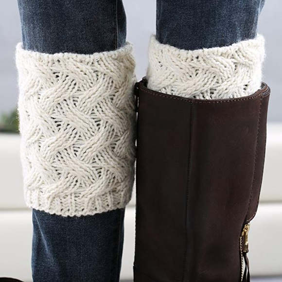 Women Short Crochet Boot Cuffs Winter Leg Warmers - Picture 4 of 6